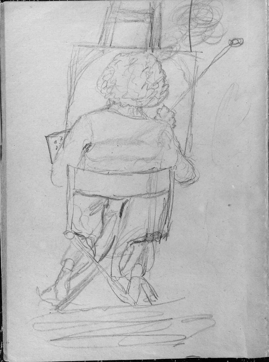 Seated Artist, Viewed from the Rear, Painting at an Easel (from Whistler Album), detail