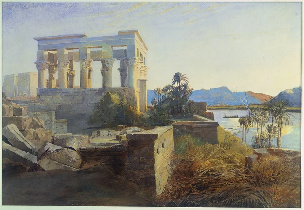 The Island of Philae with the Kiosk, by Dighton, watercolor, 1848