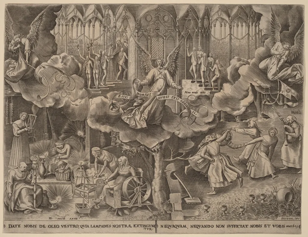 The Parable of the Wise and Foolish Virgins, by Philip Galle, ink, 1562