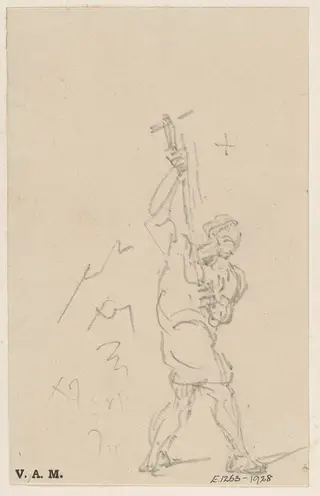 A Chinese figure with an upraised hammer, by George Chinnery, 19