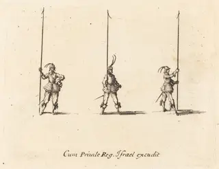Drill with Raised Pikes, by Jacques Callot, ink, 1634