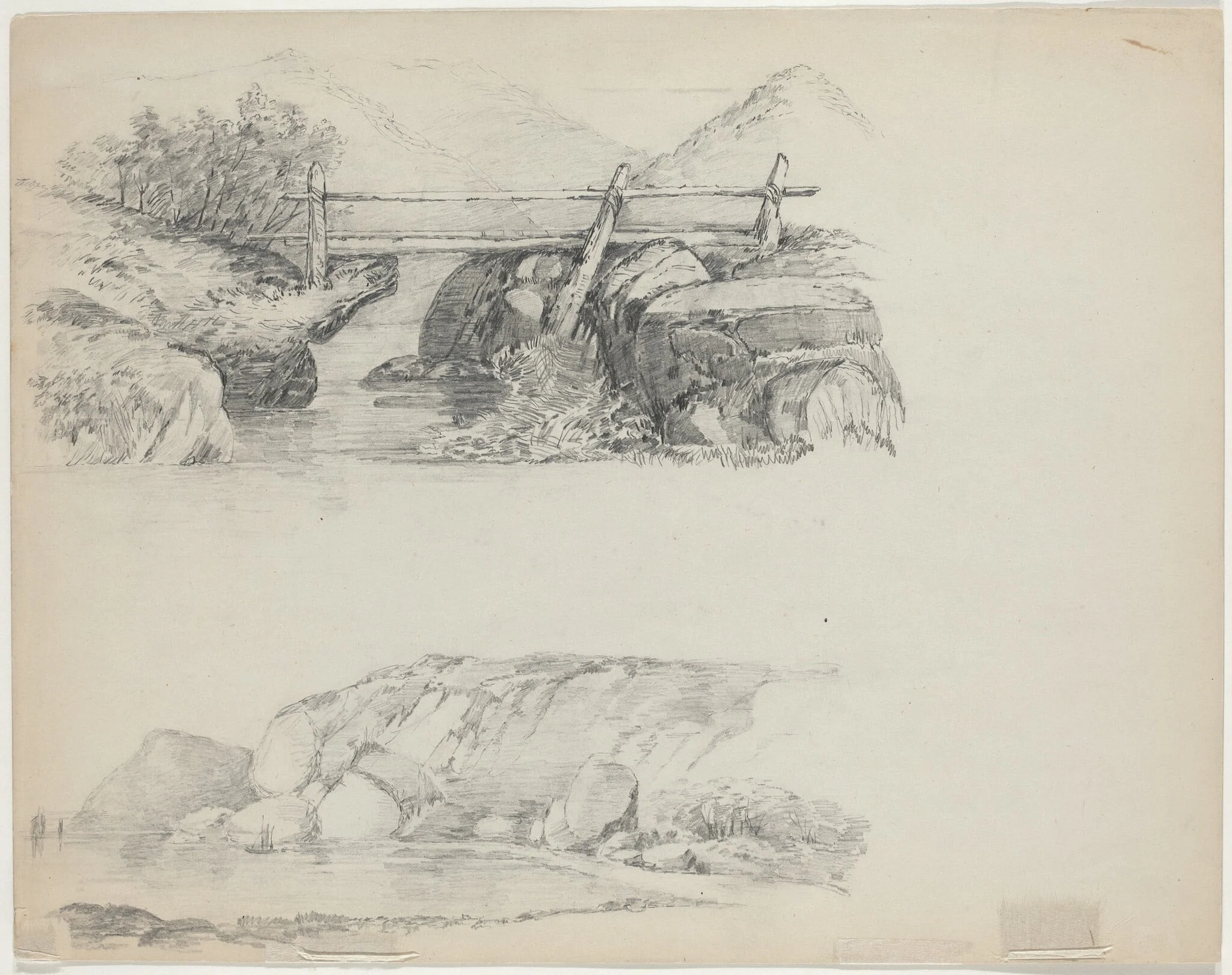 Bridge over Rocky Stream [top verso], detail