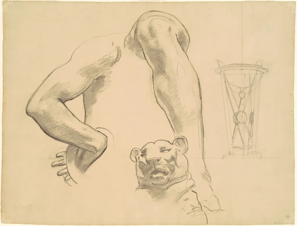 Studies for "Classic and Romantic Art", by John Singer Sargent, charcoal, 1921