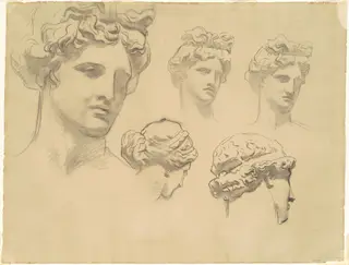 Studies for "Apollo and the Muses", by John Singer Sargent, charcoal, 1921