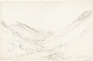 Tally Llyn from Llyn Trigrain, by Cornelius Varley, graphite, 1803