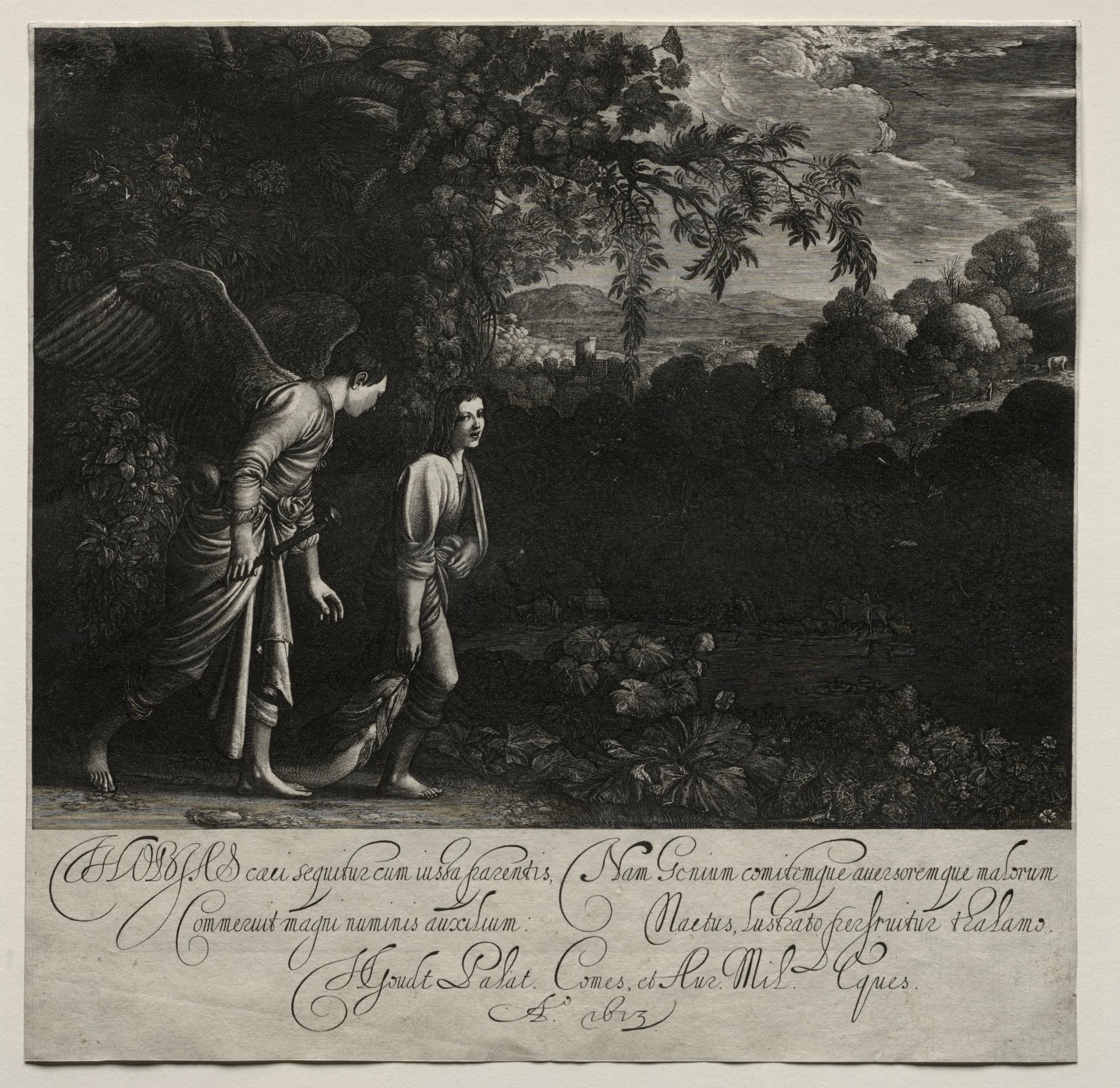 Tobias and the Angel (large plate), detail