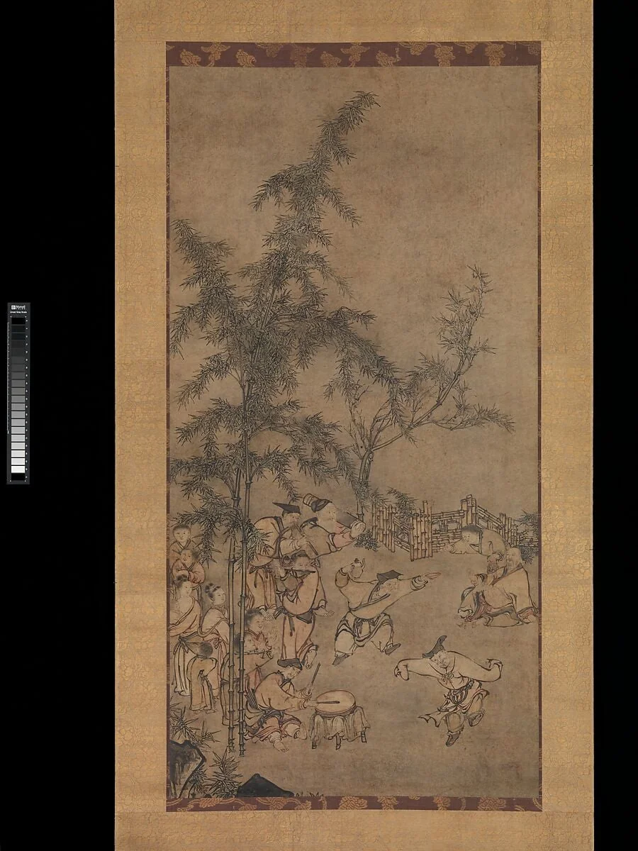 雪村周継筆 竹林七聖図|Seven Sages of the Bamboo Grove, detail