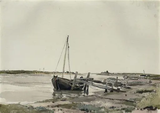On the Blyth, Suffolk, by Thomas Collier, watercolor, 1882