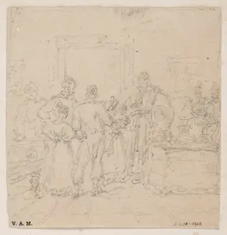A group of figures in Western dress, by George Chinnery, 19