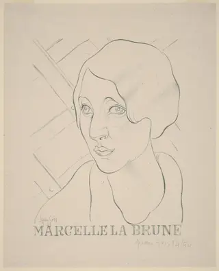 Marcelle la Brune, by Juan Gris, ink, 1921