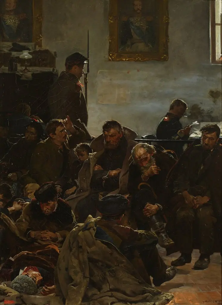 On the way to exile (Convicts on the way to Siberia), by Jacek Malczewski, oil, 1896