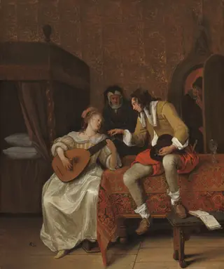 Ascagnes and Lucelle (The Music Lesson), by Jan Steen, oil, 1667