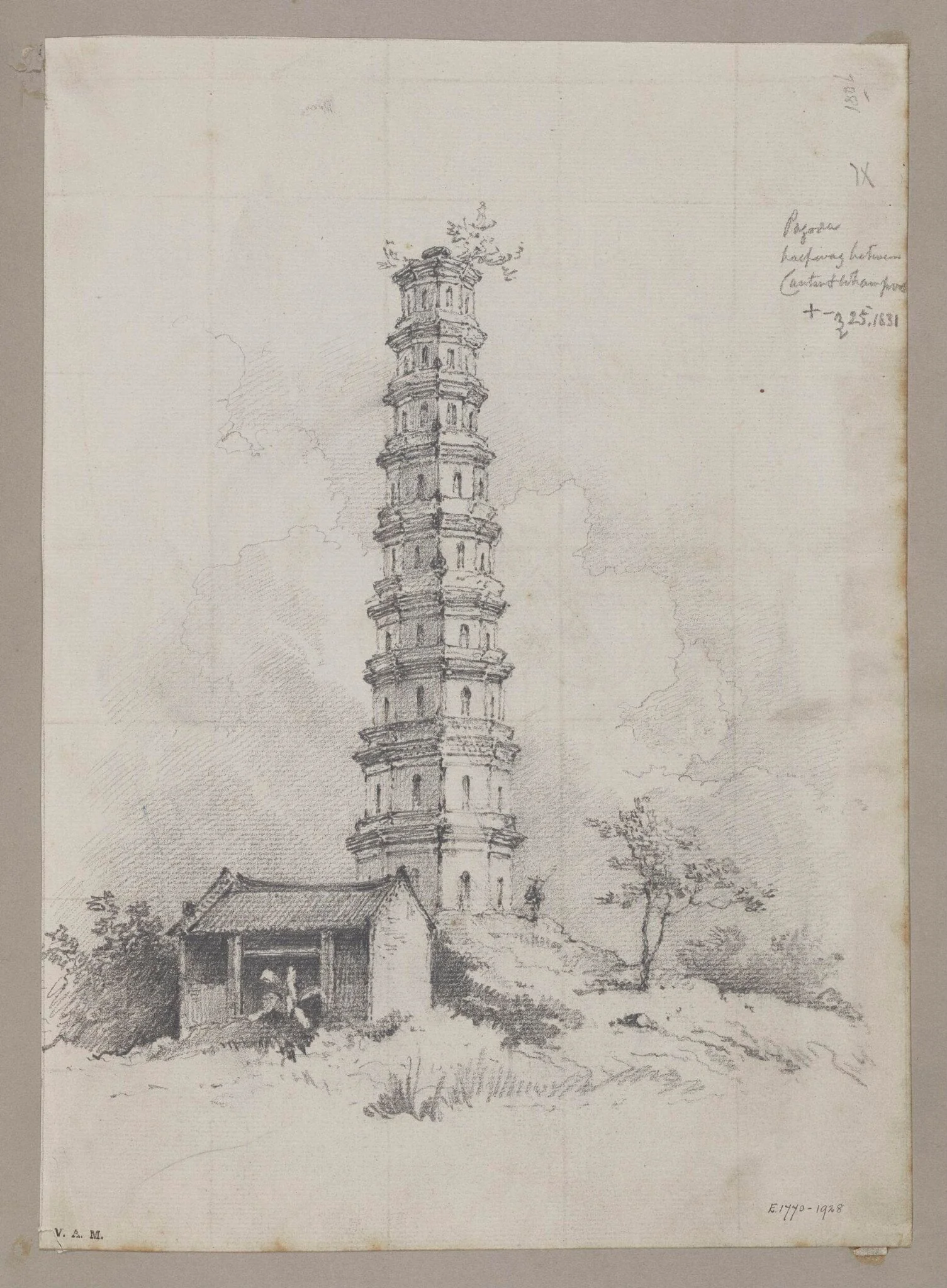 Pagoda halfway between Canton and Whampoa, detail