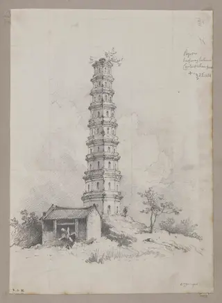 Pagoda halfway between Canton and Whampoa, by George Chinnery, 18