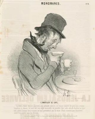 L'amateur de café, by Honoré Daumier, ink, 1841