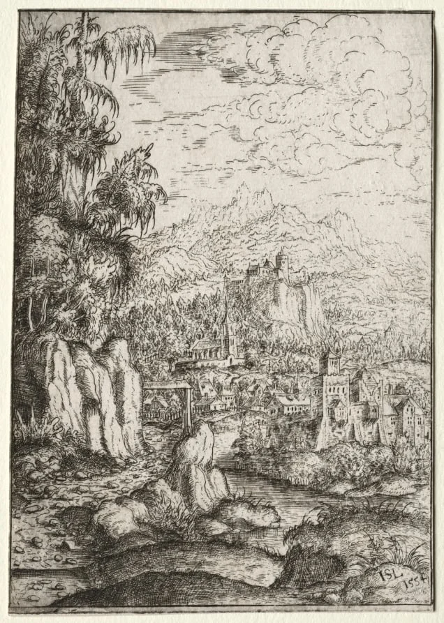 Landscape with a Road to a Castle on an Island in a River, detail