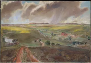 Spring Shower (Western Kansas Landscape), by John Steuart Curry, oil, 1931