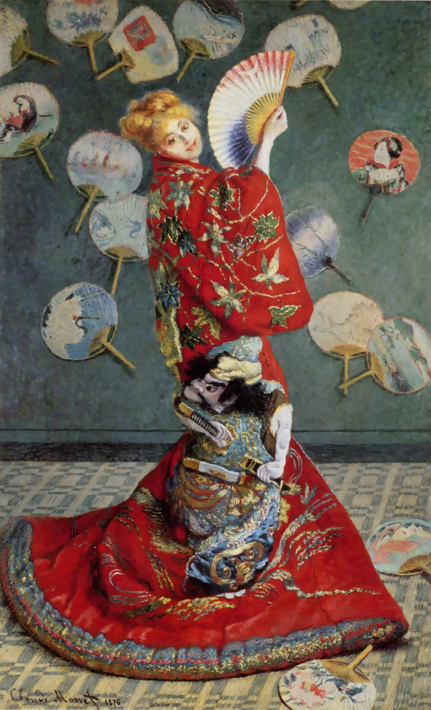 Madame Monet wearing a kimono, detail