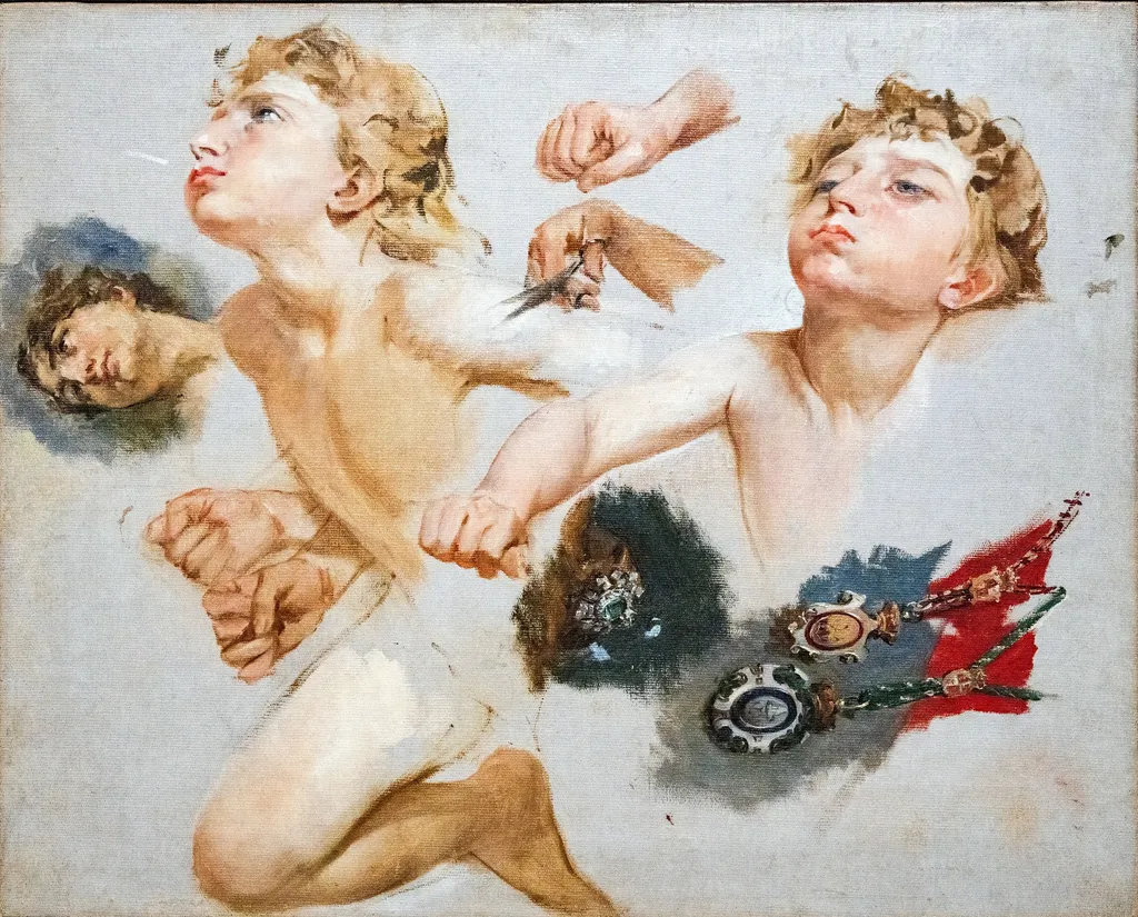 Study of Zephyrus for «The Triumph of Day over Night Preceded by Dawn», by Antoni Caba, oil, 1882