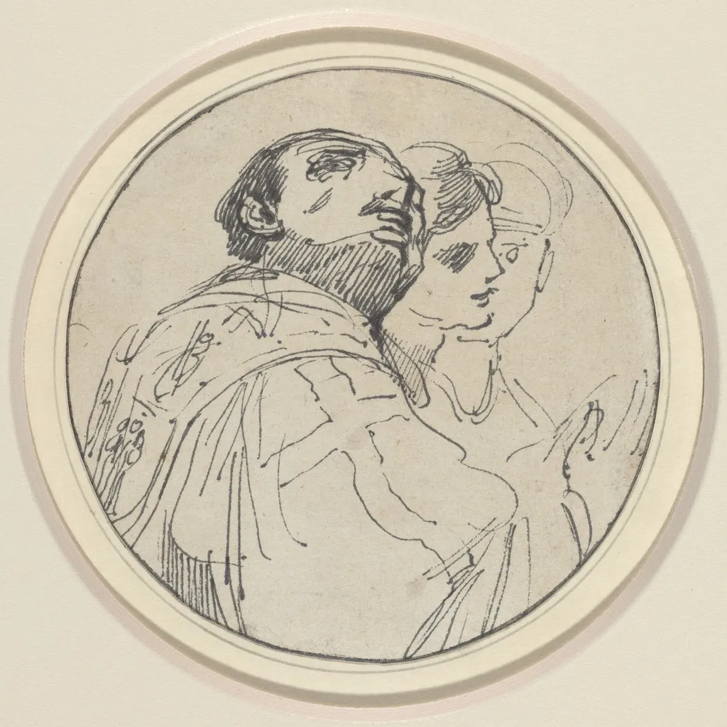 Three Oriental Heads, by John Hamilton Mortimer, ink, 1772