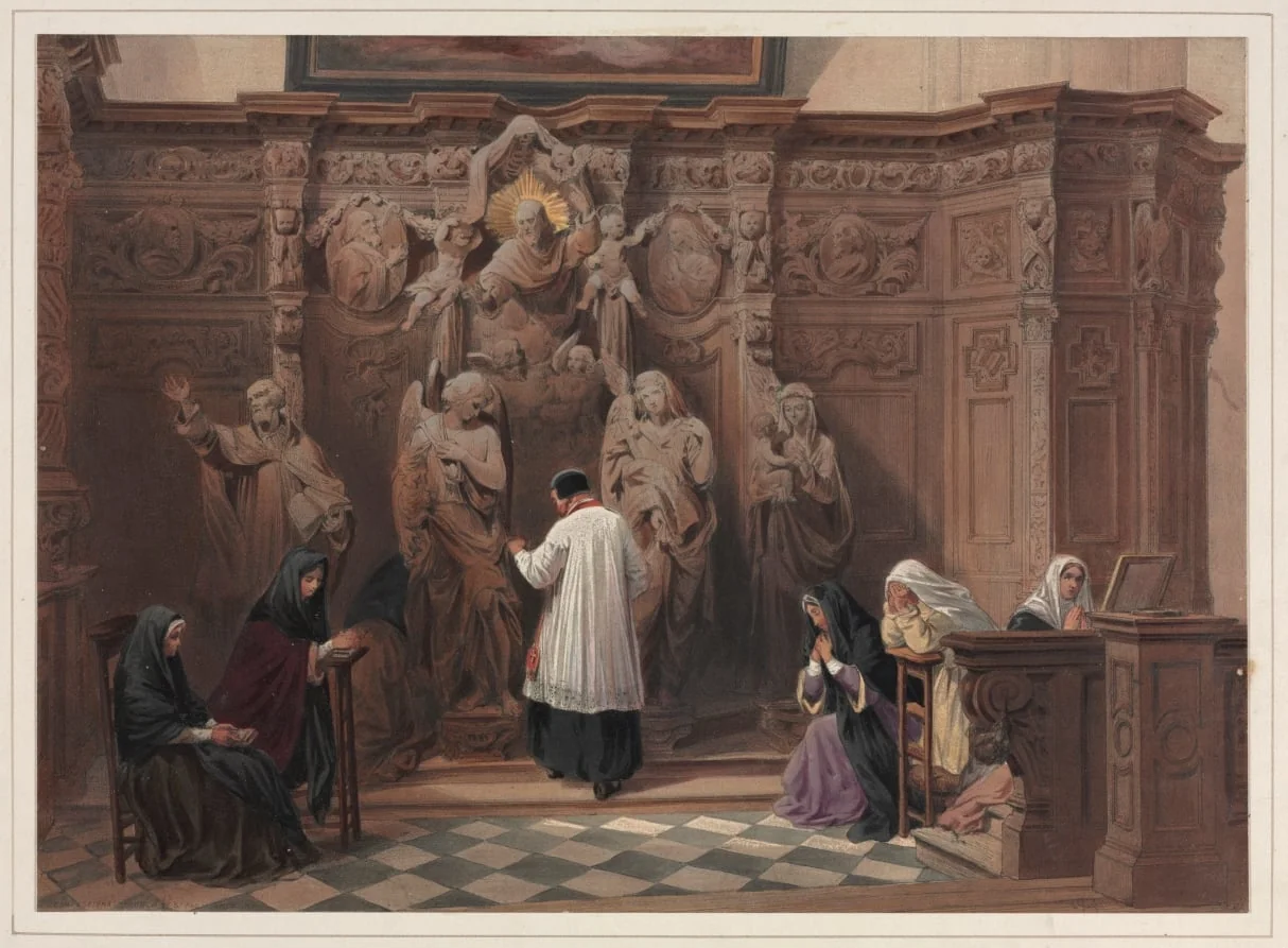 Confessional, Church of St. Paul, Antwerp, detail