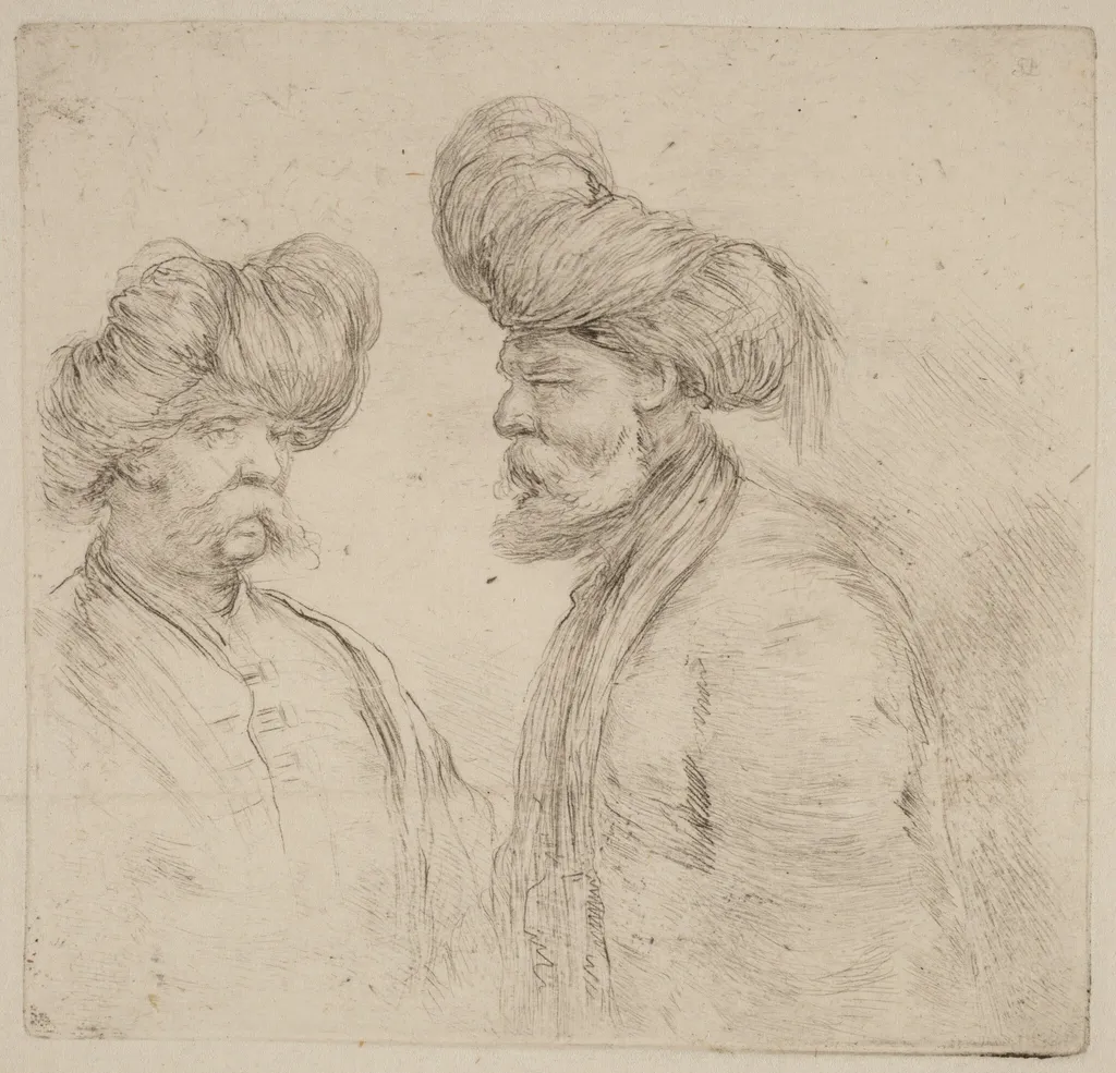 Two Turks, by Stefano Della Bella, ink, 1637