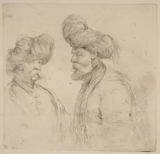 Two Turks, by Stefano Della Bella, ink, 1637