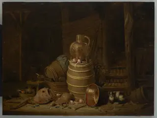 Still Life with a Barrel, by Jan Spanjaert, oil, 1640