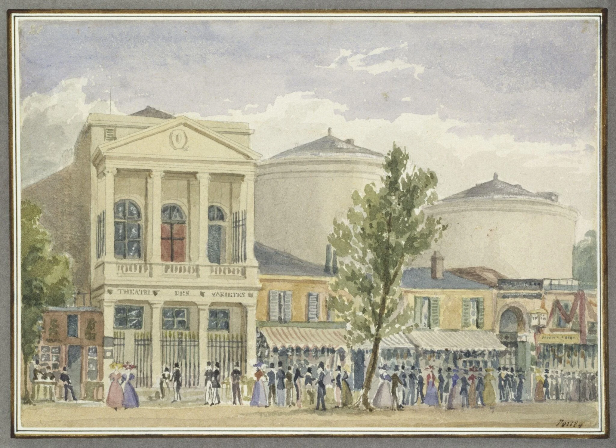 Théâtre des Variétés and the Panorama buildings in Paris, detail