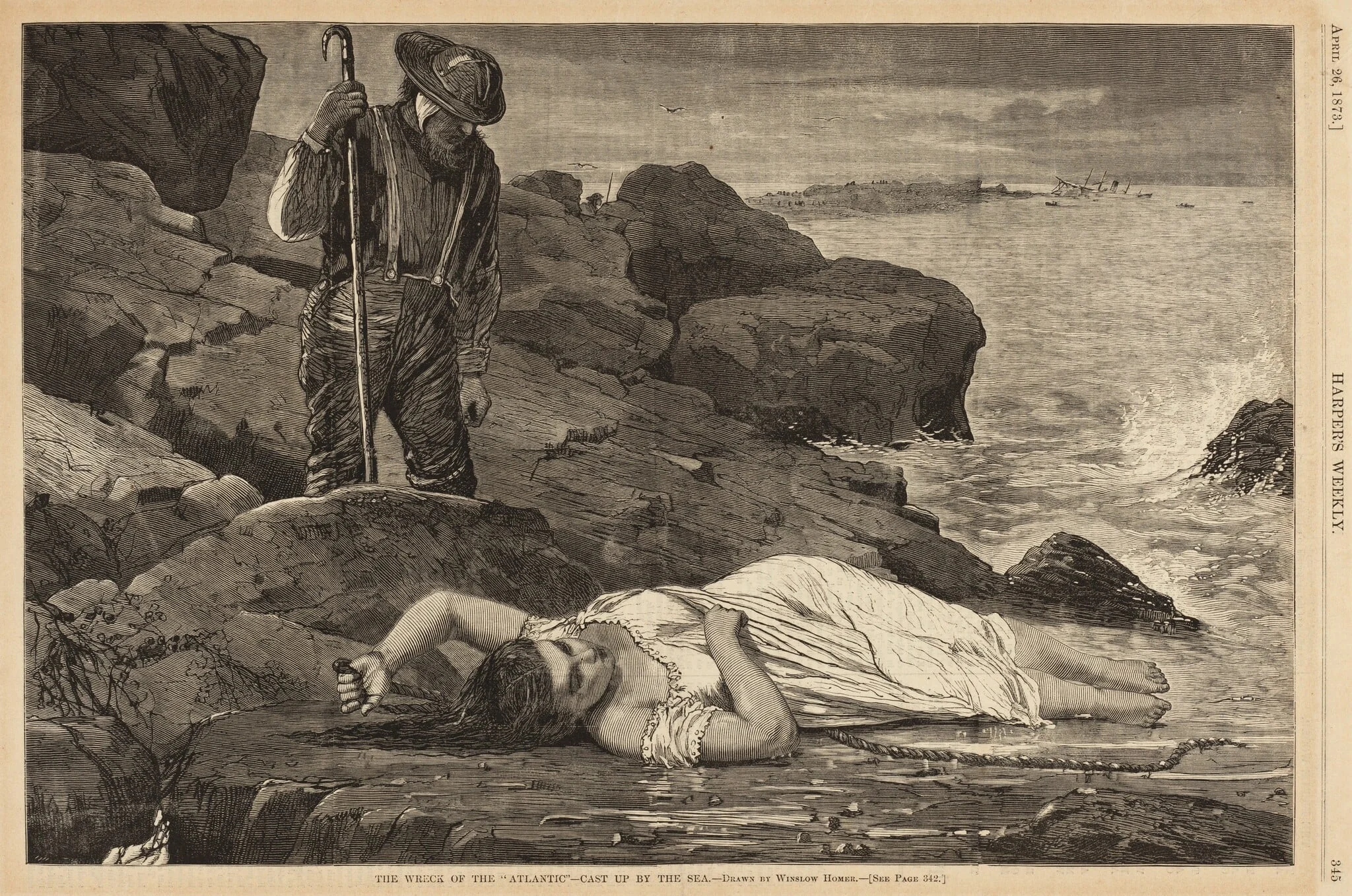 The Wreck of the "Atlantic" - Cast Up by the Sea, detail