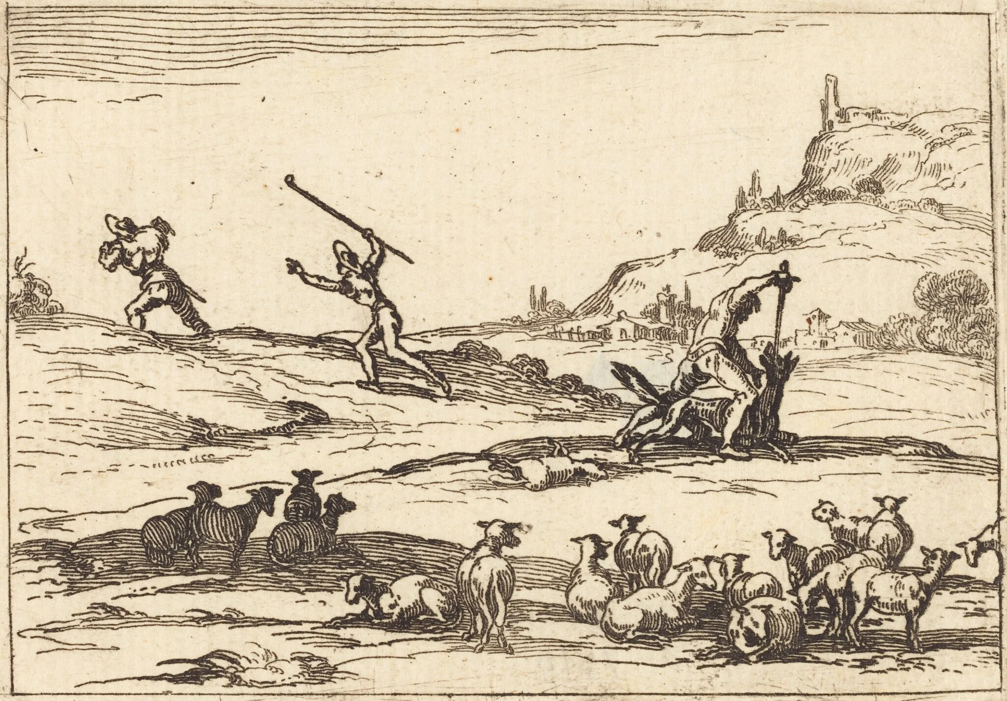 Shepherds Defending their Herds, detail