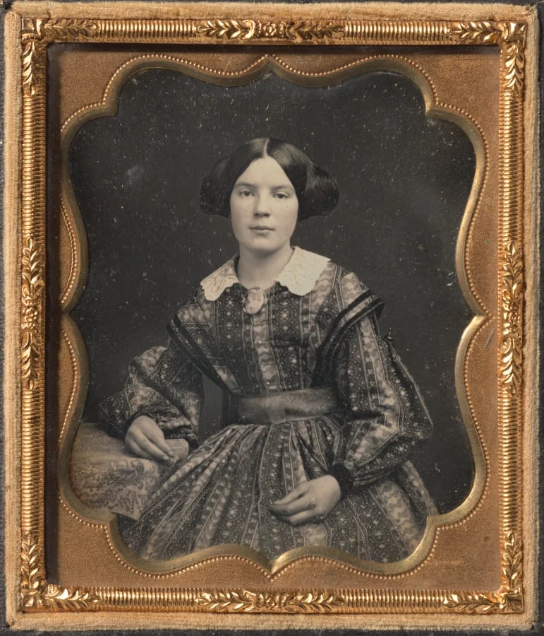 Young Woman in a Patterned Dress, detail