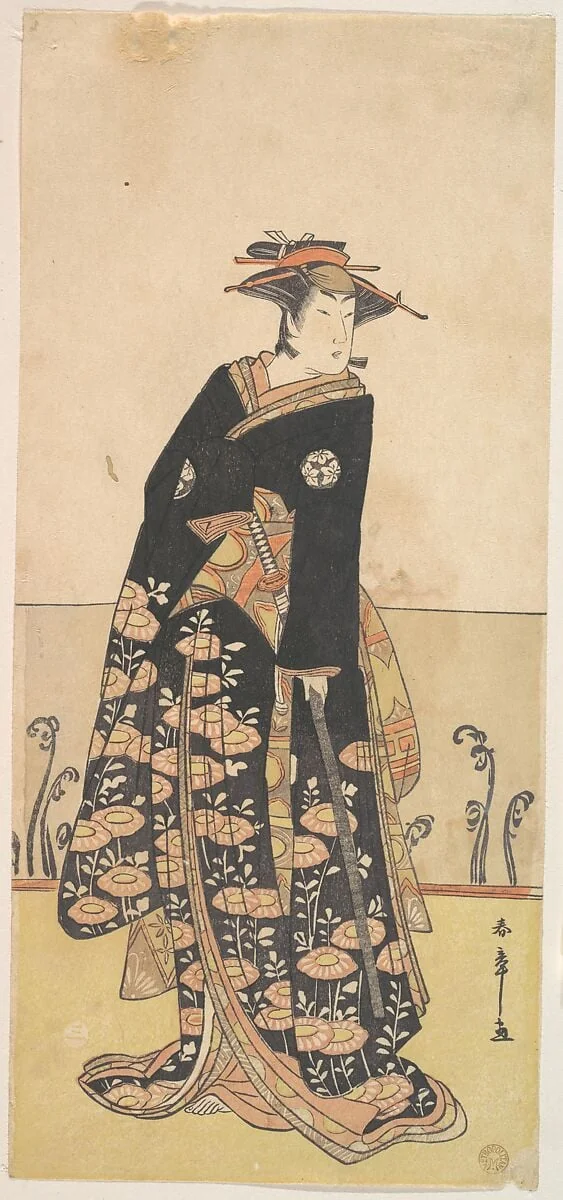 勝川春章画 二代目小佐川常世|Kabuki Actor Osagawa Tsuneyo II, detail