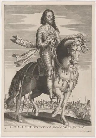 Charles I on Horseback, by Pierre Daret de Cazeneuve, ink, 1641