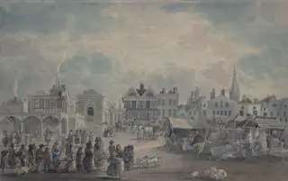The Market Place, Salisbury, by Edward Eyre, watercolor, 1792
