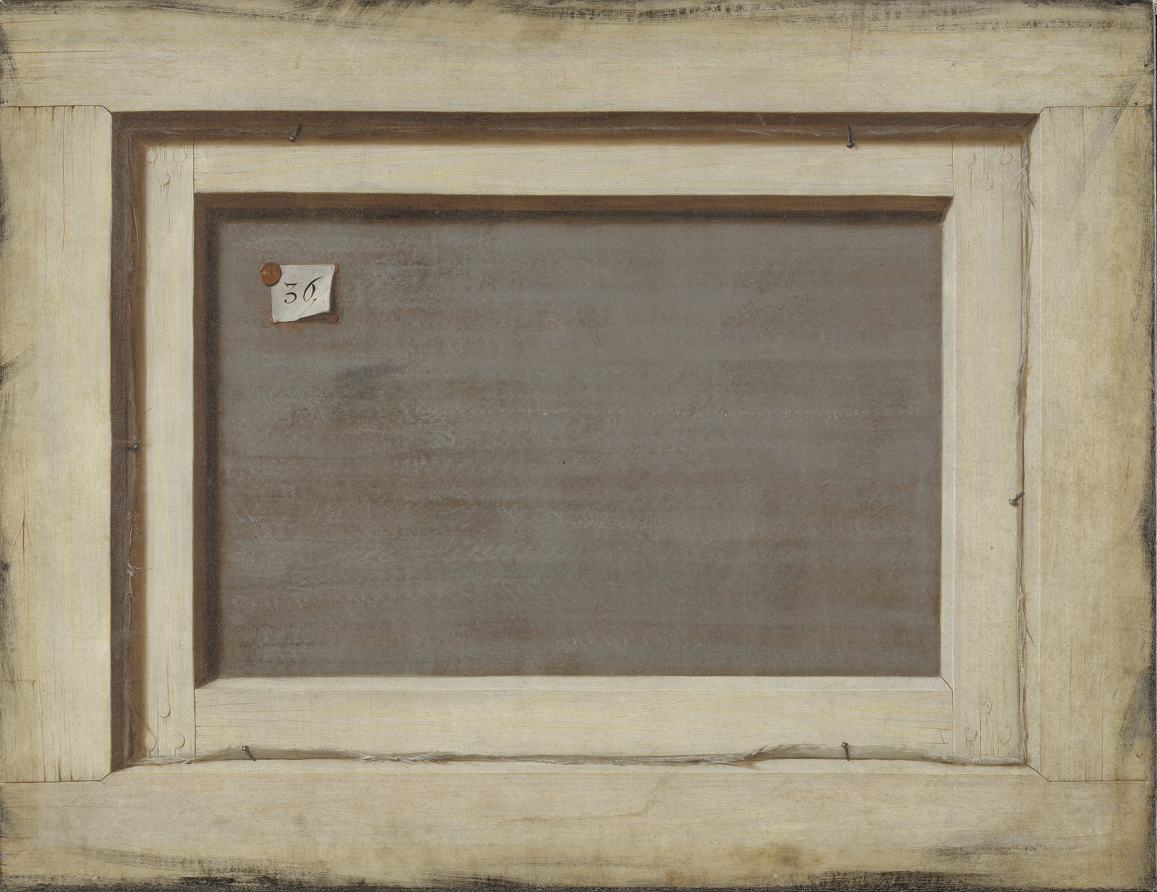 Trompe l'oeil. The reverse of a framed painting., detail