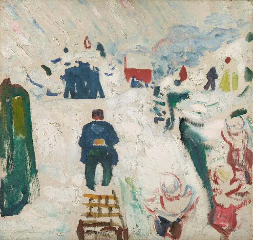 Man with a Sledge, by Edvard Munch, oil, 1910