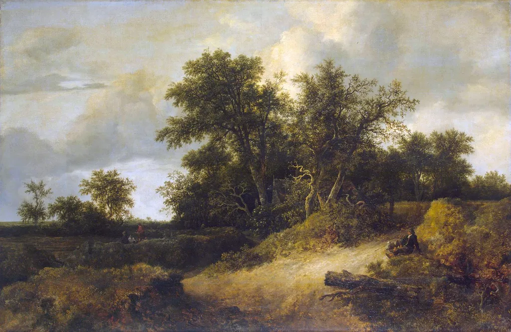 Peasant Cottage in a Landscape, by Jacob van Ruisdael, oil, 1646
