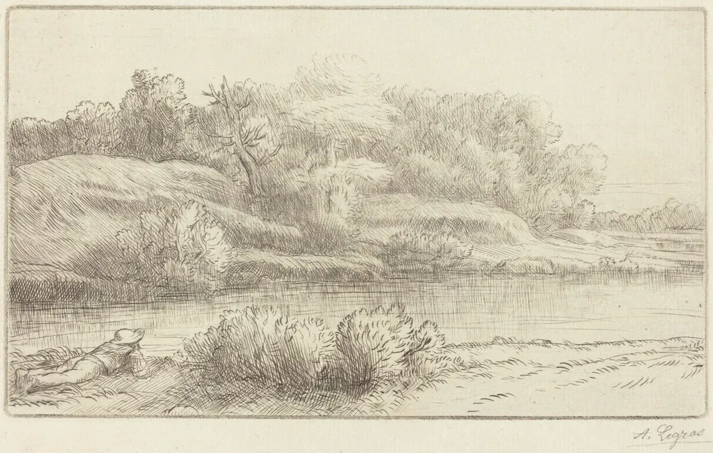 Banks of the Venelle (Bord de la Venelle), by Alphonse Legros, ink, 1888