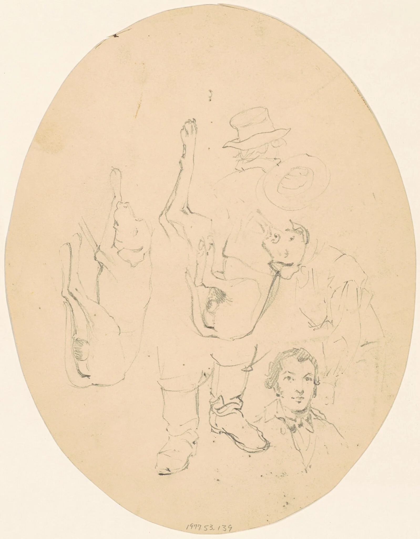 Studies of Dogs and Men [verso], detail
