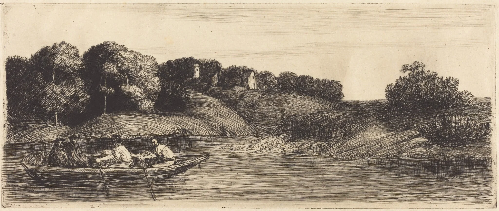 Landscape with Boat, 1st plate (Le paysage au bateau), detail