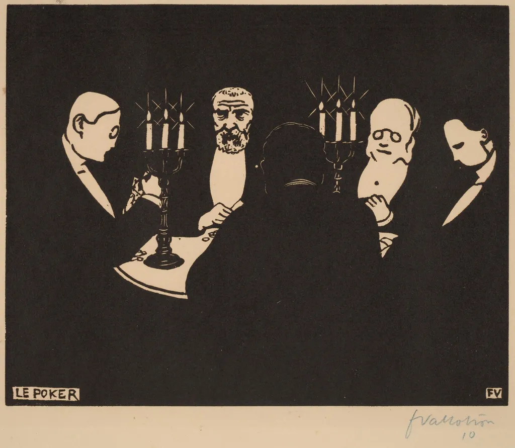 Le Poker (Poker), by Félix Vallotton, ink, 1896