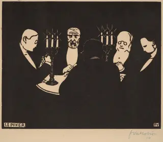 Le Poker (Poker), by Félix Vallotton, ink, 1896
