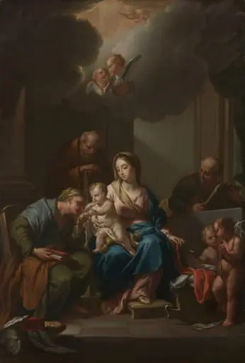 Presentation Sketch for "The Holy Family with Saints Anne, Joachim, and John the Baptist" (for Santa Maria in Via Lata, Roma), by Francesco Trevisani, unspecified, 1729