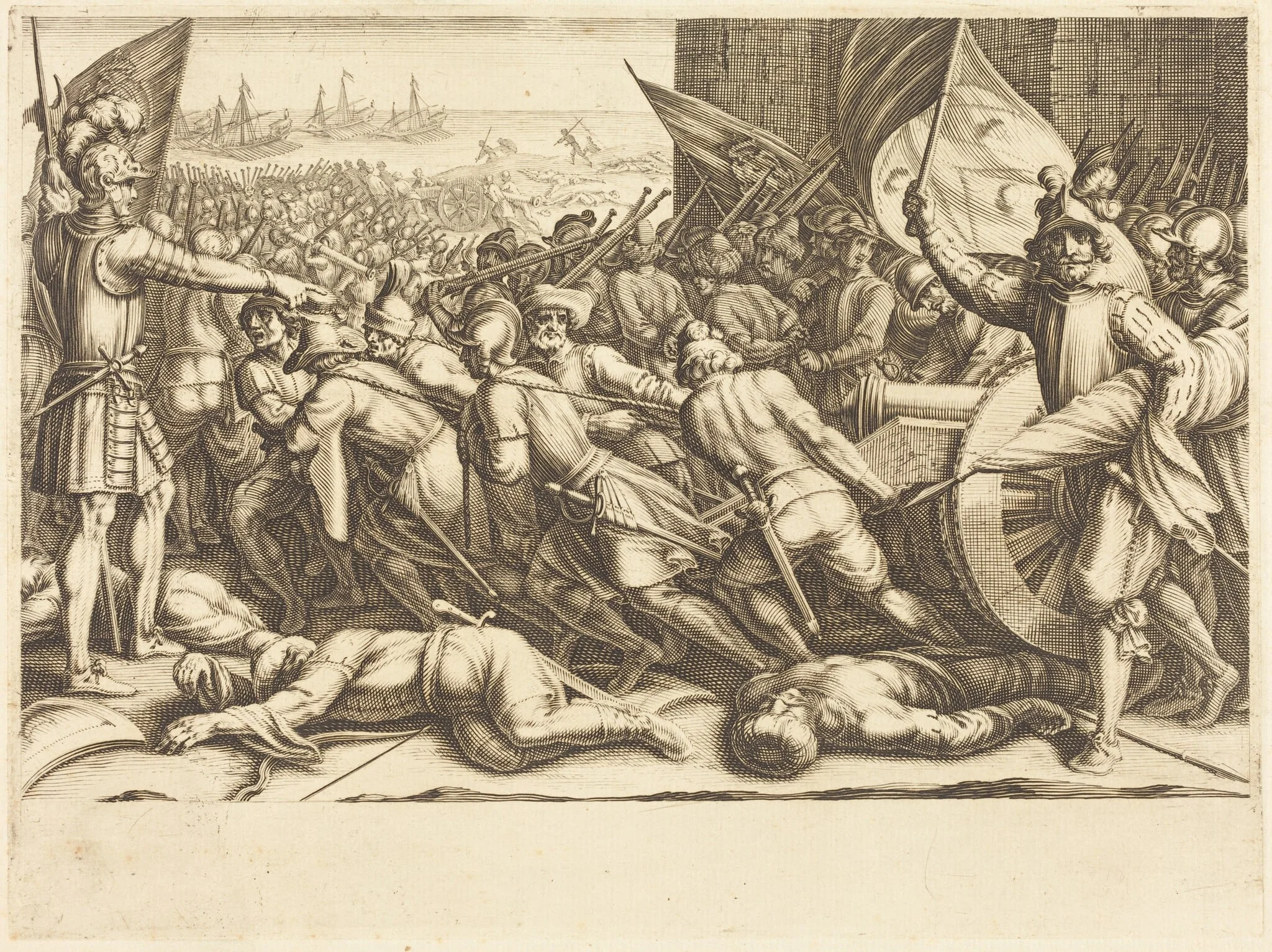 The Re-embarkation of the Turks, detail