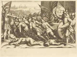 The Re-embarkation of the Turks, by Jacques Callot, ink, 1614