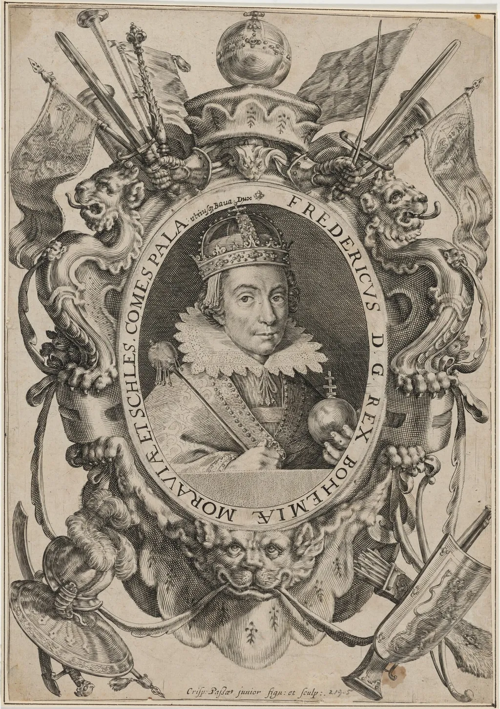 Frederick V, Elector Palatine, King of Bohemia, by Crispijn van de Passe I, ink, 1601