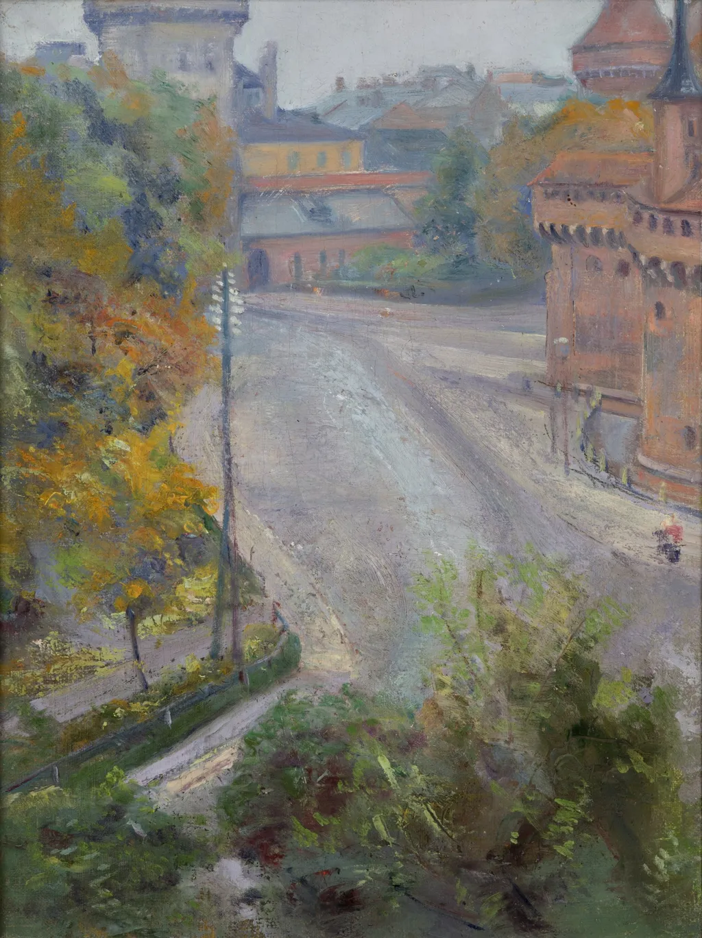 The Barbican and the Floriańska Street – View from Zacisze Street, by Stanisław Wyspiański, oil, 1898