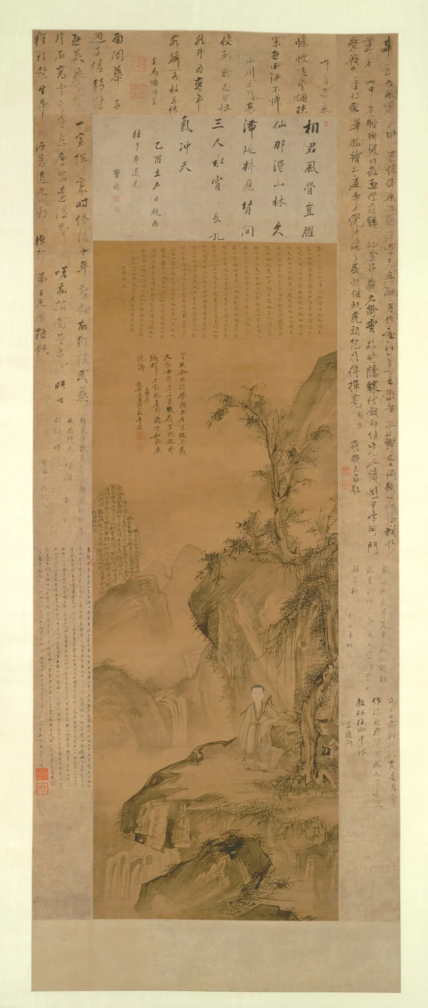 Layered Peaks and Splashing Waterfall: Portrait of Hua Yan as a Young Man, detail