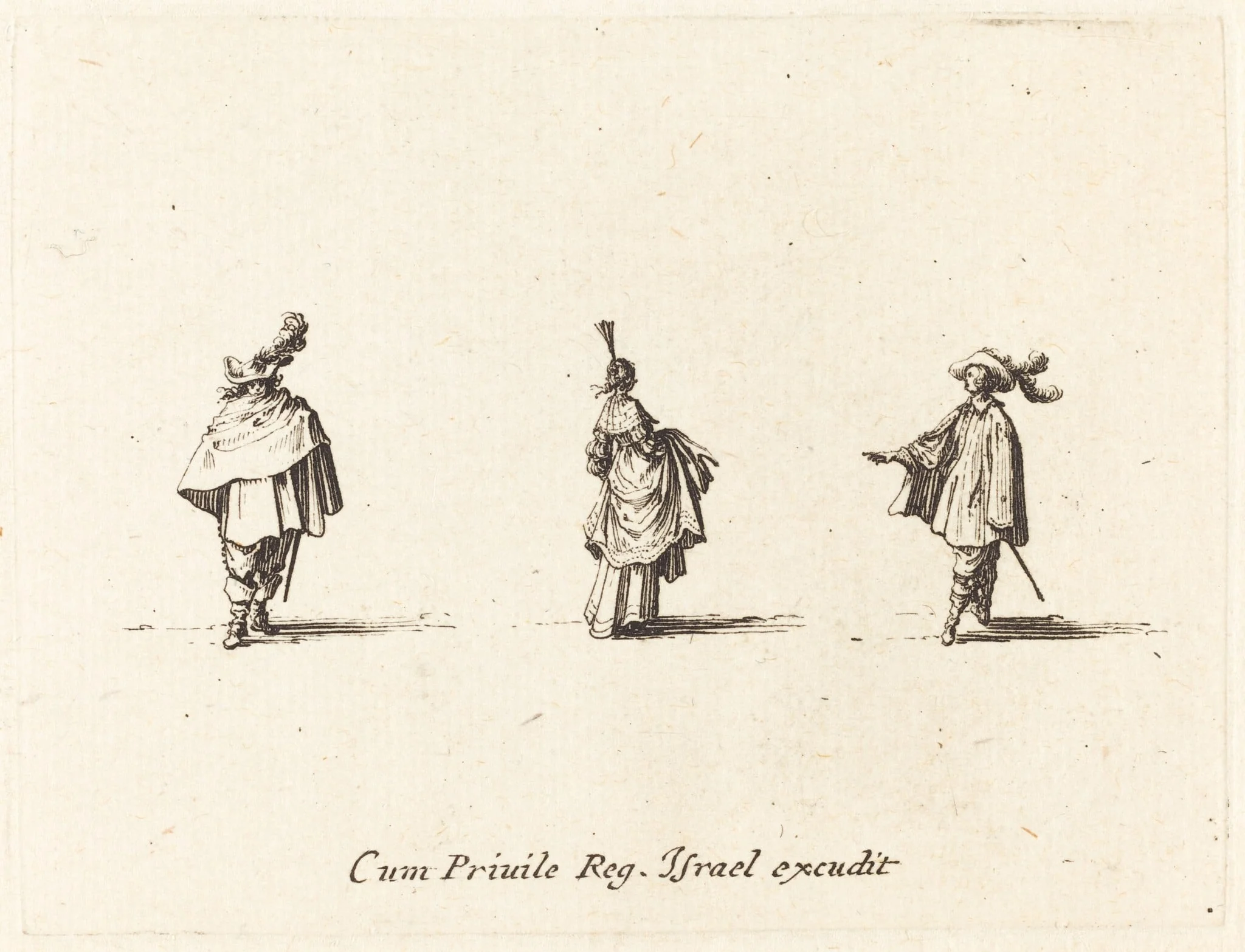 Lady with Dress Gathered Up, and Two Gentlemen, detail